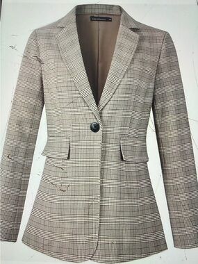 BENINO’S - “NWOT”Women’s Plaid Single-Button Blazer in Taupe/Beige